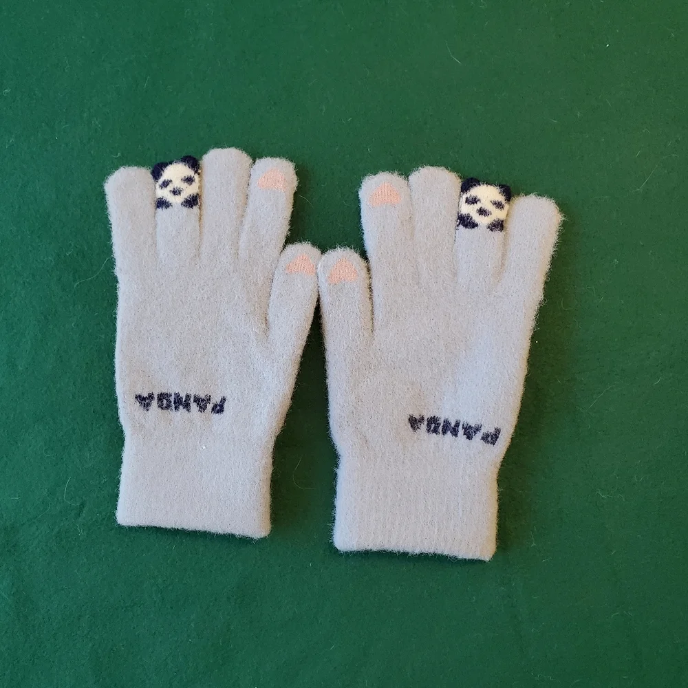 Touch screen cozy women's gloves - blue/gray